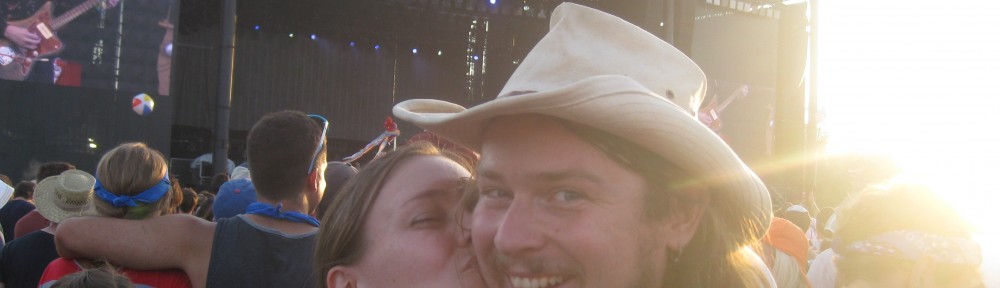 A kind stranger named Jake took this picture of us during the Wilco set. His wife (lower left) kind of dogged his photography skills beforehand, but I think it turned out quite well.